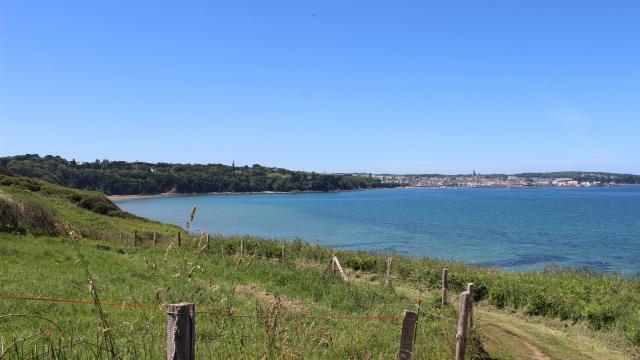 Vue sur le port du Rosmeur depuis le GR34